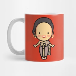 Cute Thai Bride in Traditional Clothing Cartoon Mug